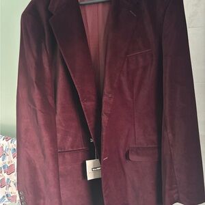 Wills Rodriguez men’s velvet jacket in burgundy size large